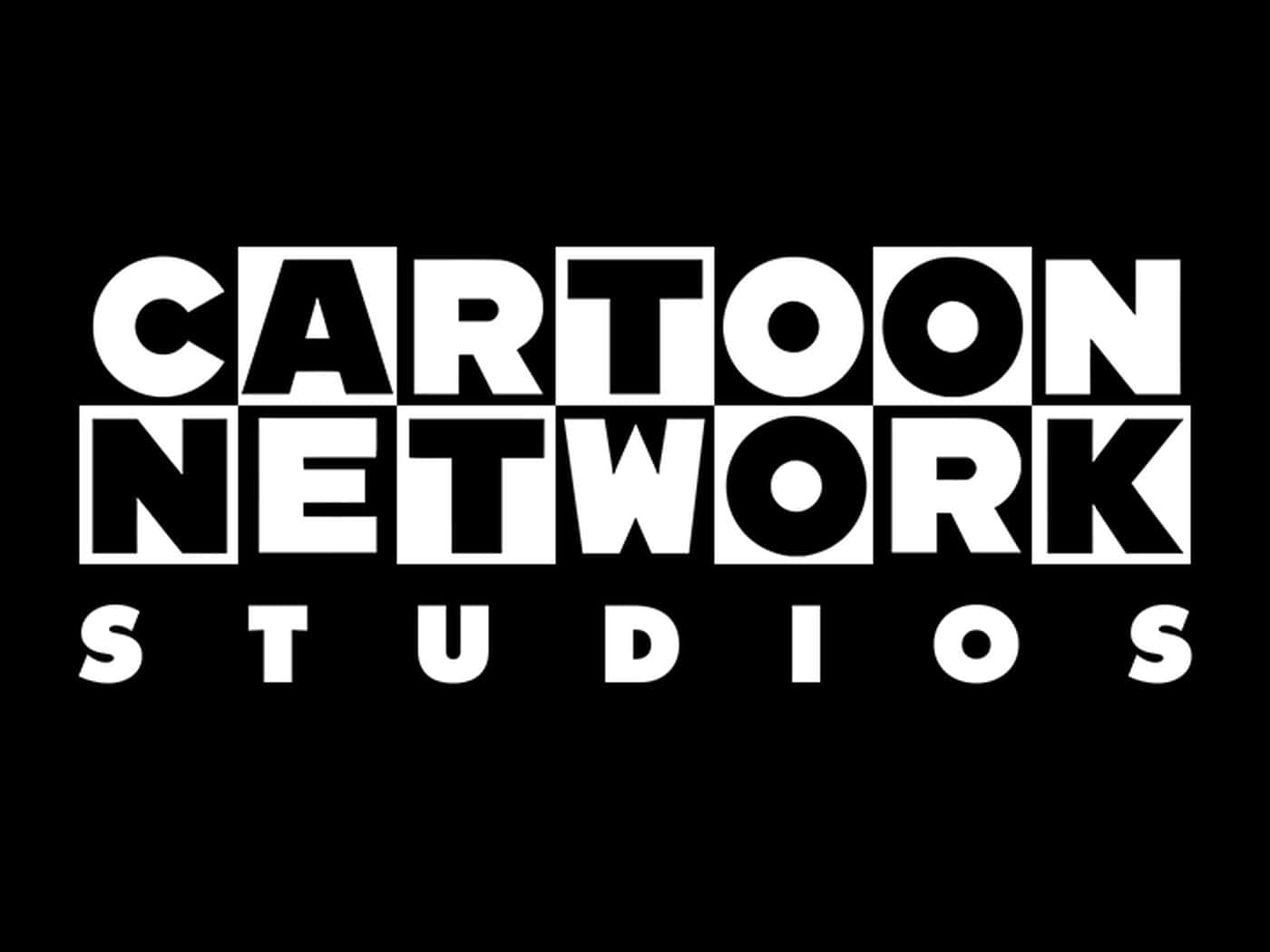 黑色背景上白色方塊字體的Cartoon Network Studios標誌