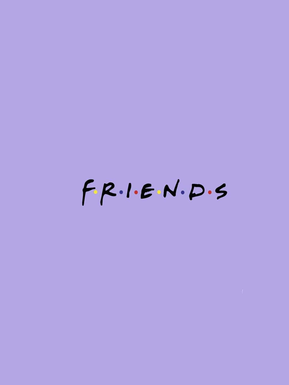 慶祝友誼 壁紙 — 經典的Friends標誌以黑色搭配彩色圓點，居中顯示在純色薰衣草背景上。