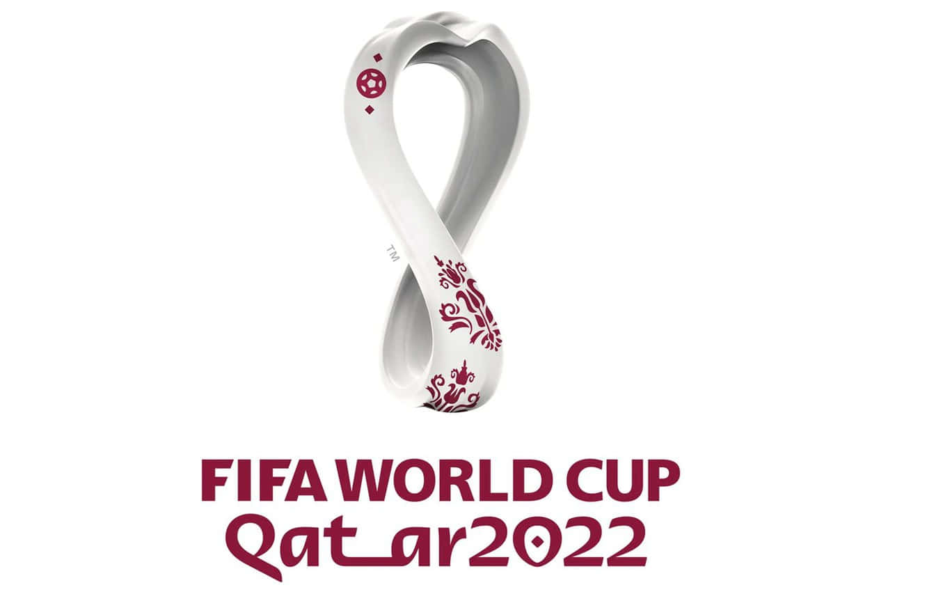 FIFA世界盃卡塔爾2022官方獎盃標誌，帶有栗色裝飾元素。