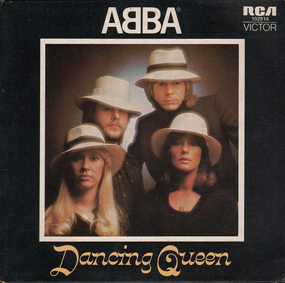 ABBA 樂隊照片，戴白色帽子，在《Dancing Queen》專輯封面上。