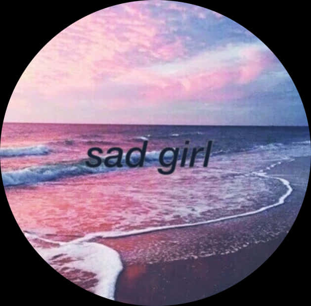 憂鬱女孩海灘日落圓圈 壁紙