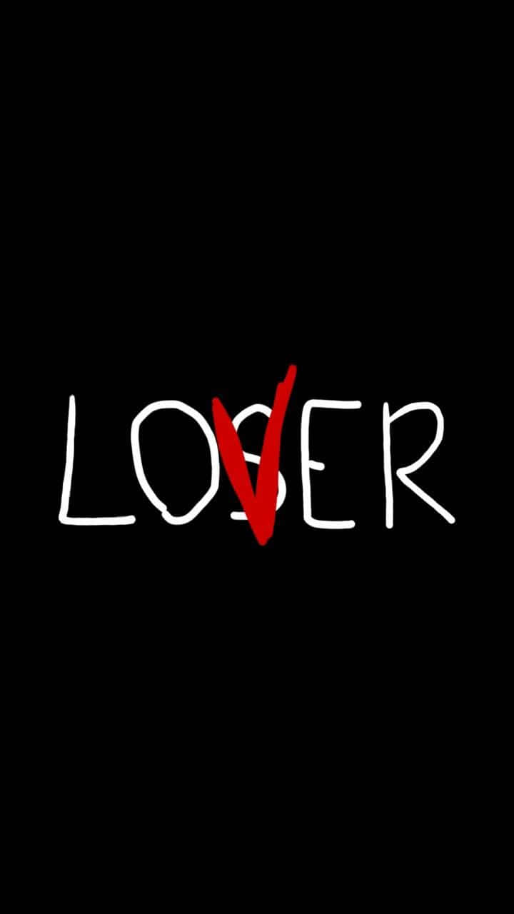 黑色背景上「LOSER」一詞，字母O上有一道紅色斜線。