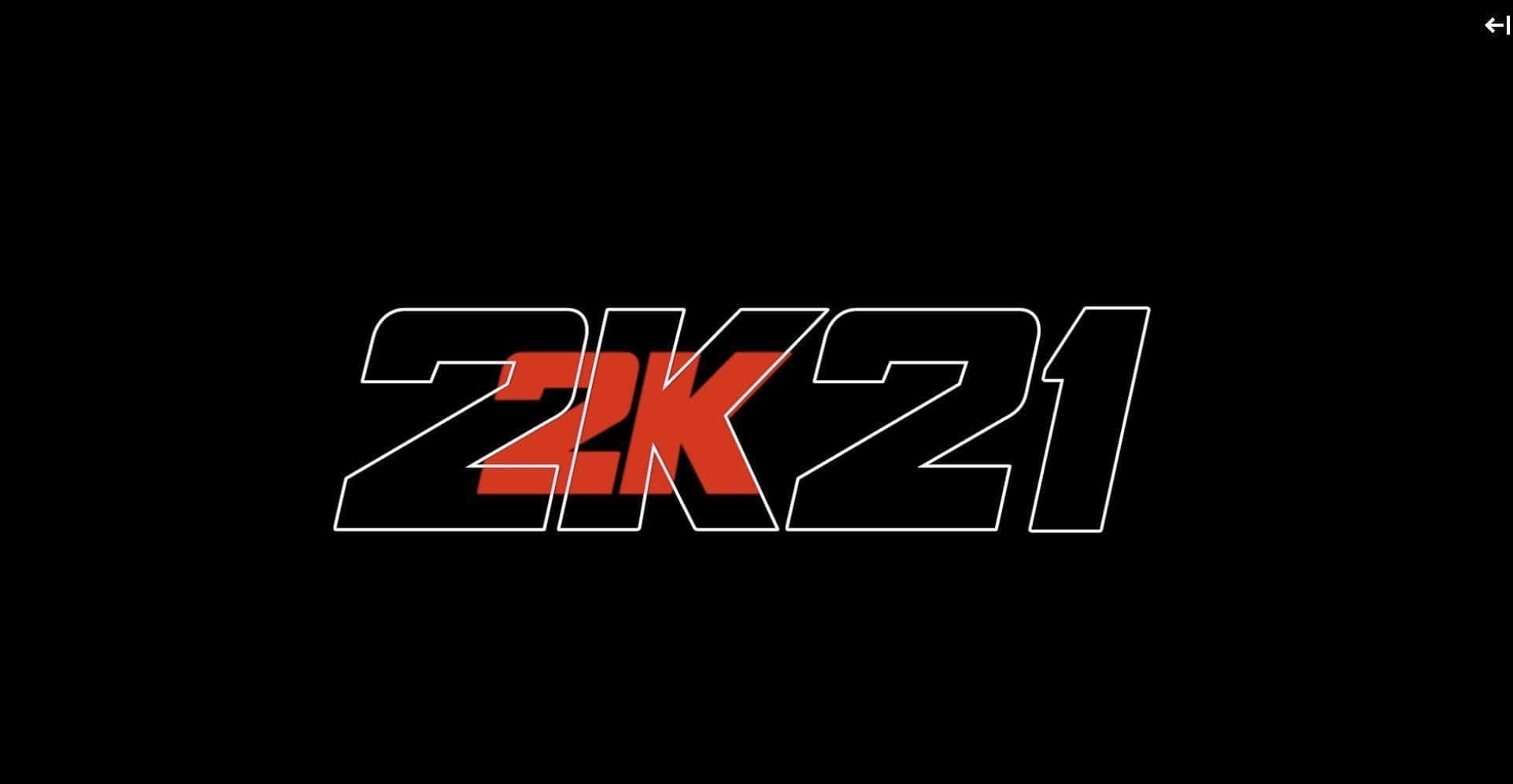 成為傳奇：玩NBA 2K21，體驗最頂級的籃球模擬 壁紙 — 大膽的紅白 2K21 標誌居中於簡潔的黑色背景上，搭配銳利的幾何造型。