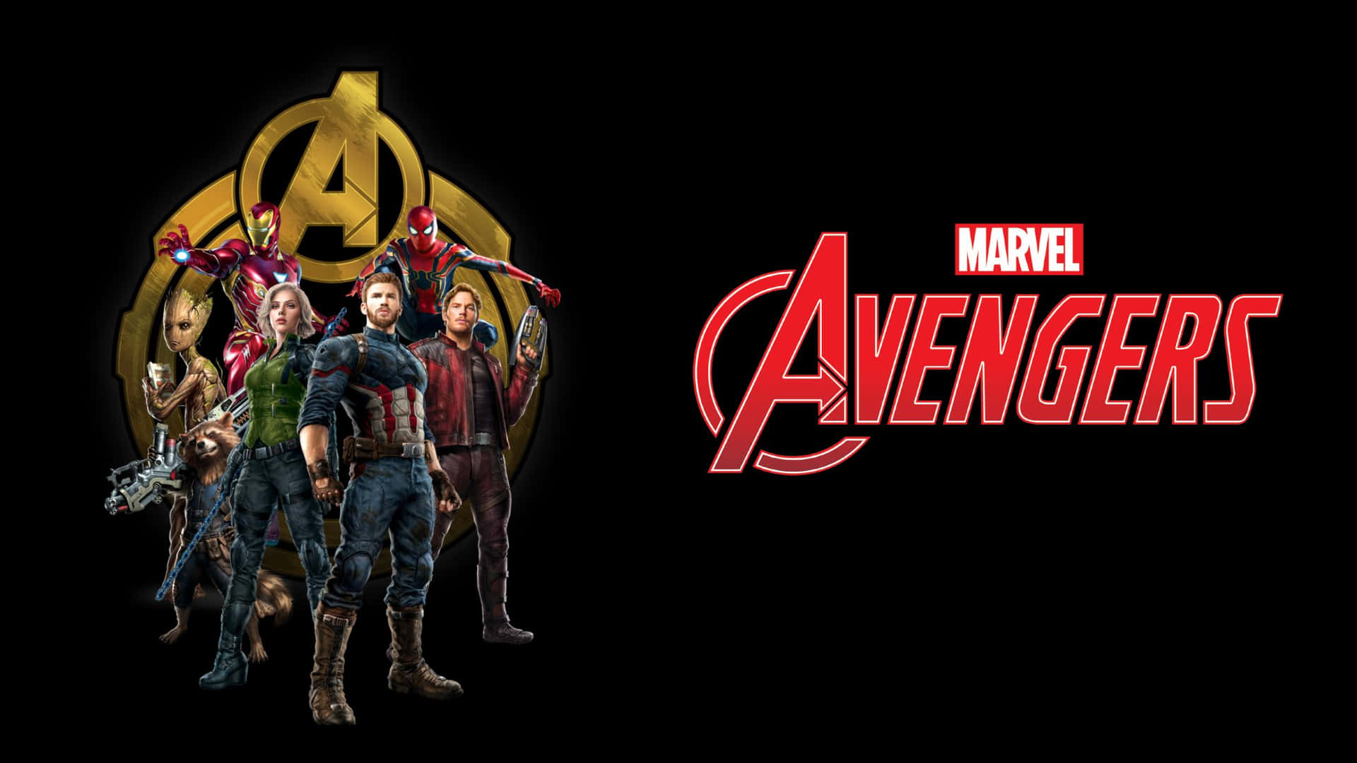 Marvel 復仇者聯盟團隊標誌，超級英雄擺出英雄姿勢。