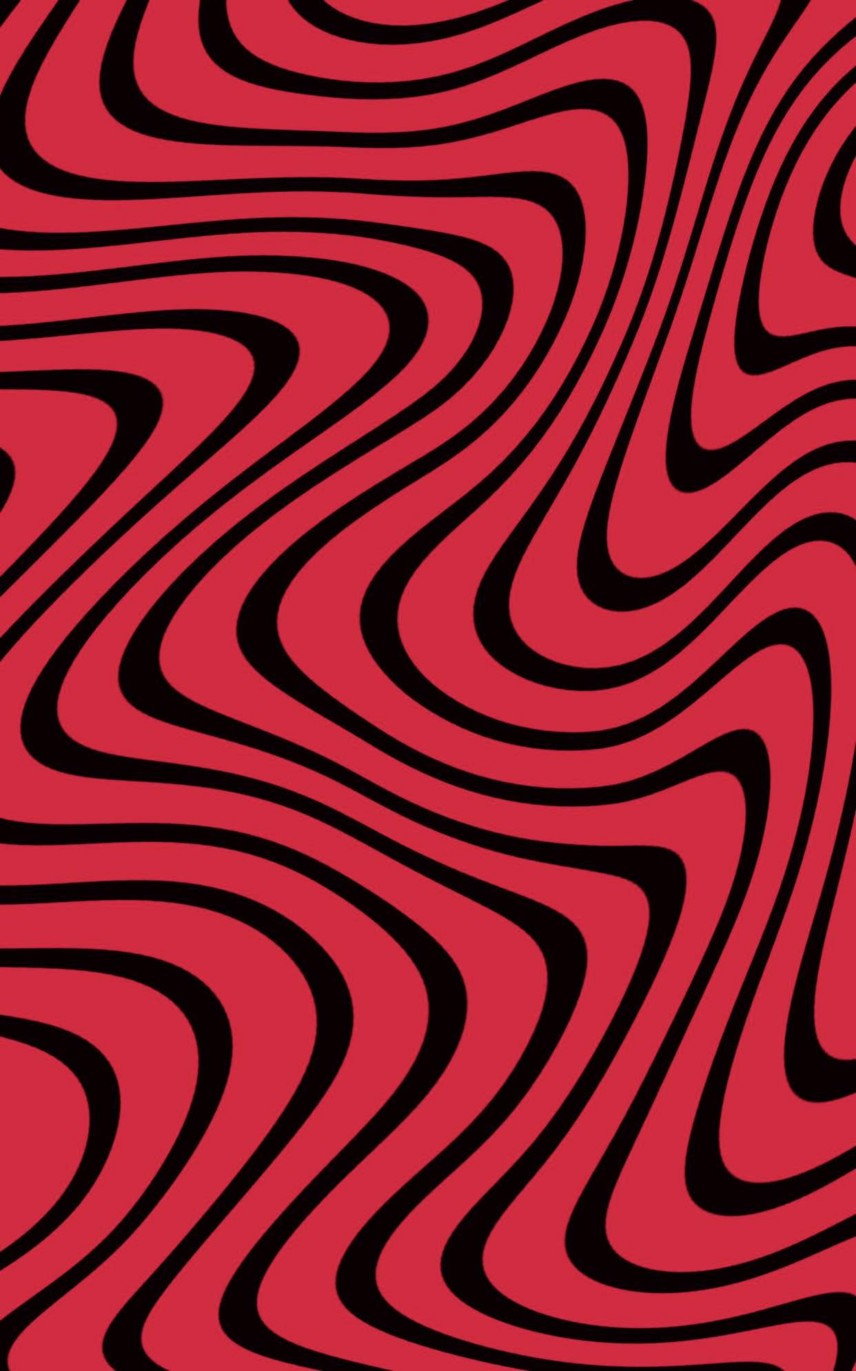 「我來讓世界變得更好——PewDiePie」 壁紙 — 鮮豔的紅色和黑色波浪線條創造出催眠般的視錯覺圖案。