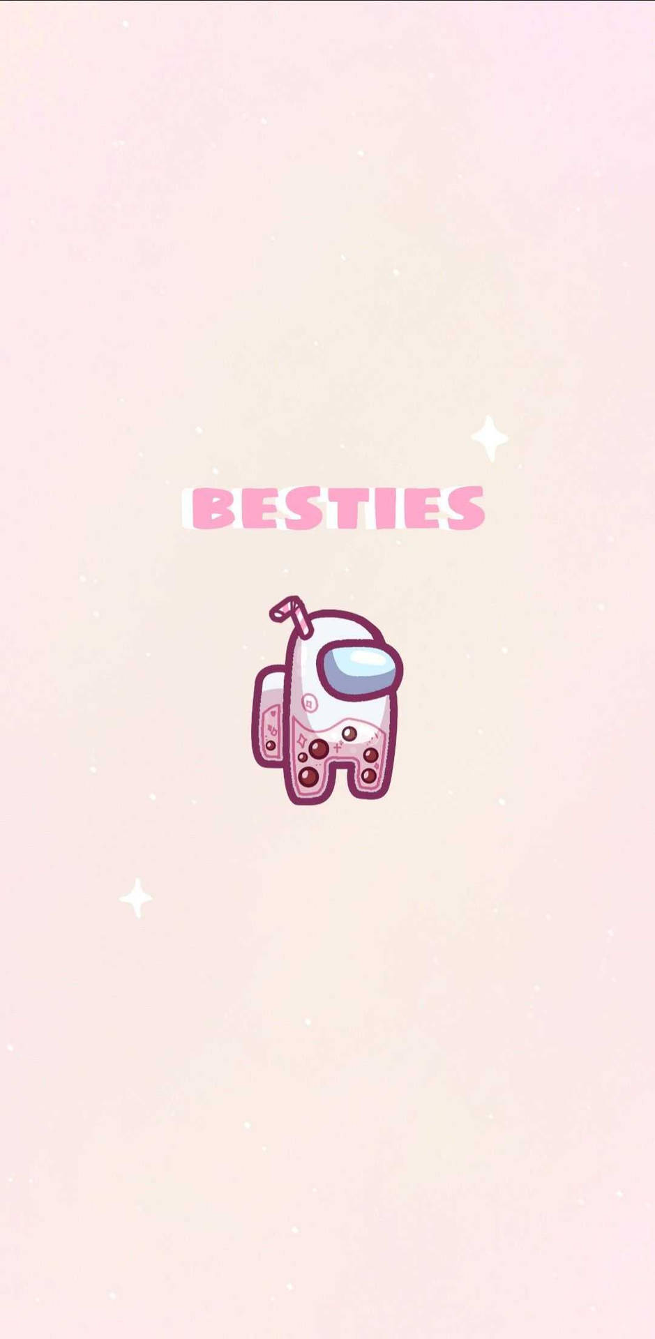 粉紅色太空人角色，在閃亮背景上帶有「besties」文字。