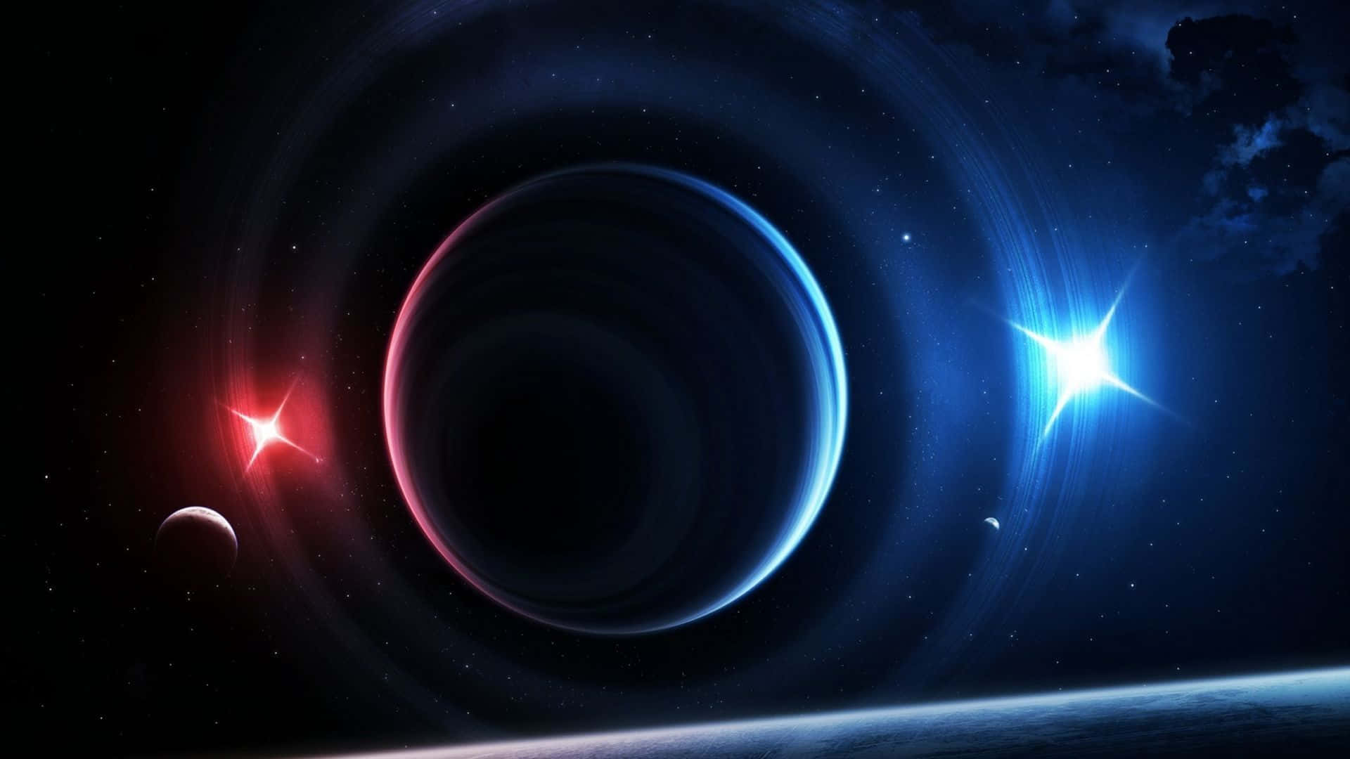 發光的吸積盤和恆星在深空中的黑洞