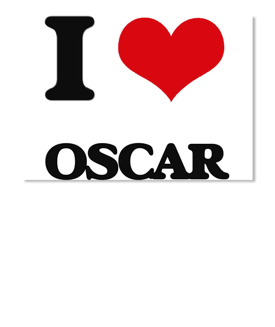 帶有紅色心形的 I love Oscar 文字圖形