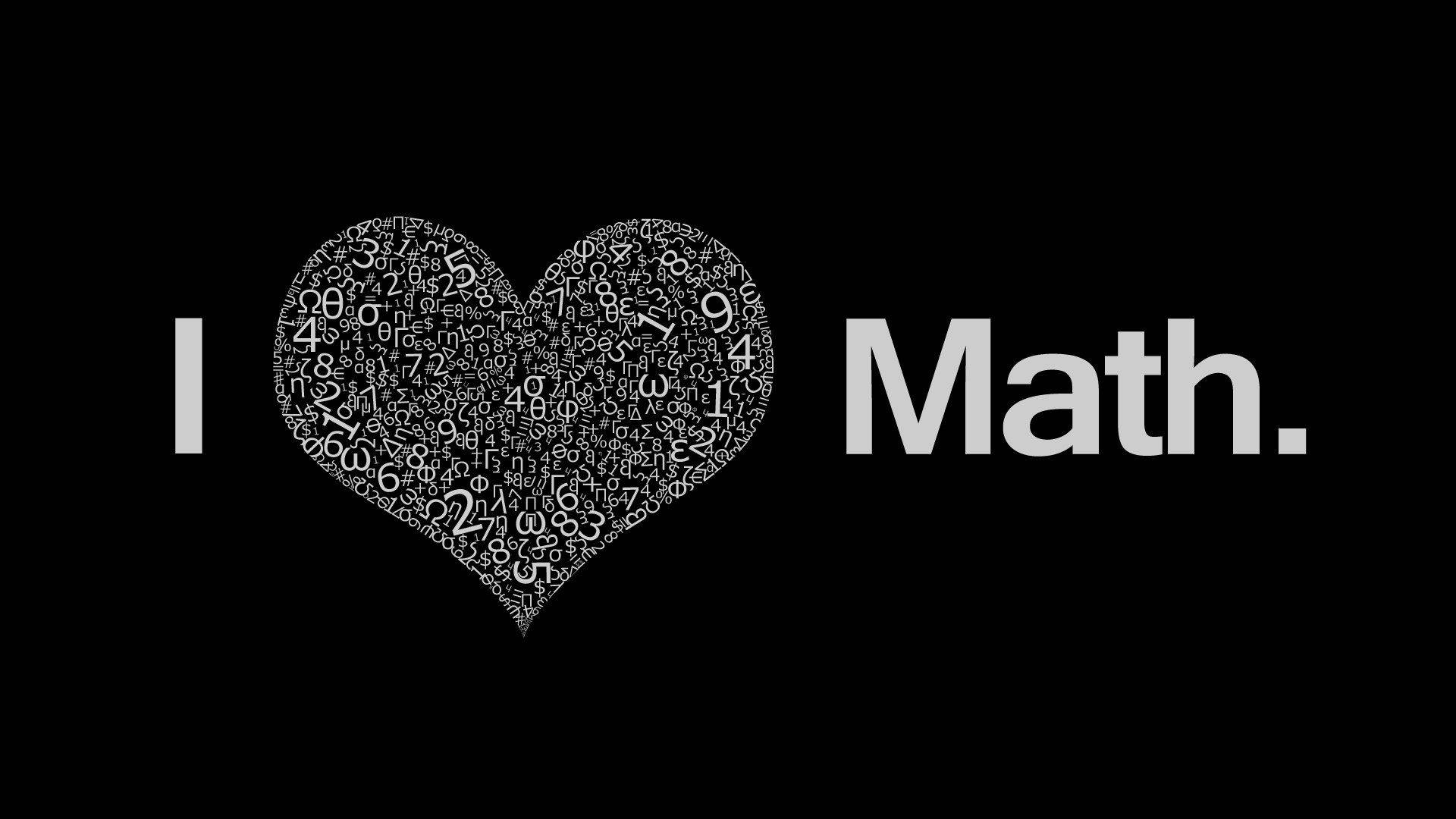 由數學符號組成的心形，附有文字「I Math.」 — 數學 壁紙