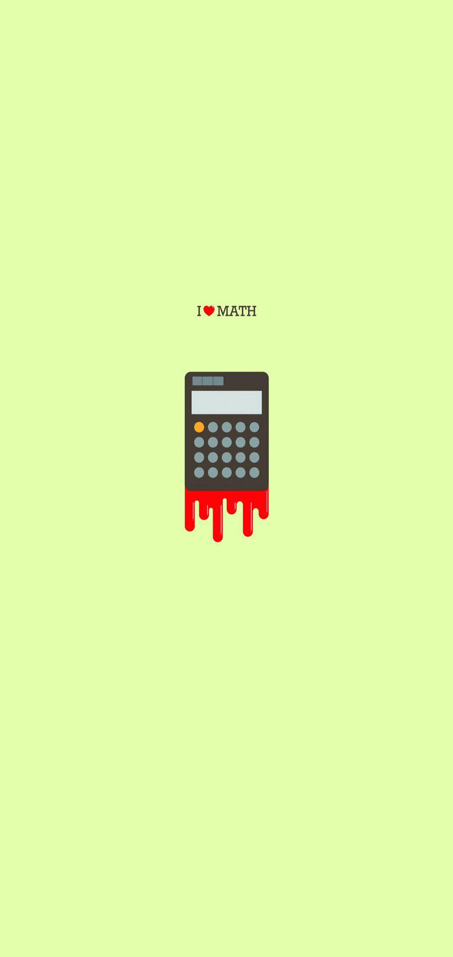 計算機帶紅色滴落和文字 I heart math，綠色背景