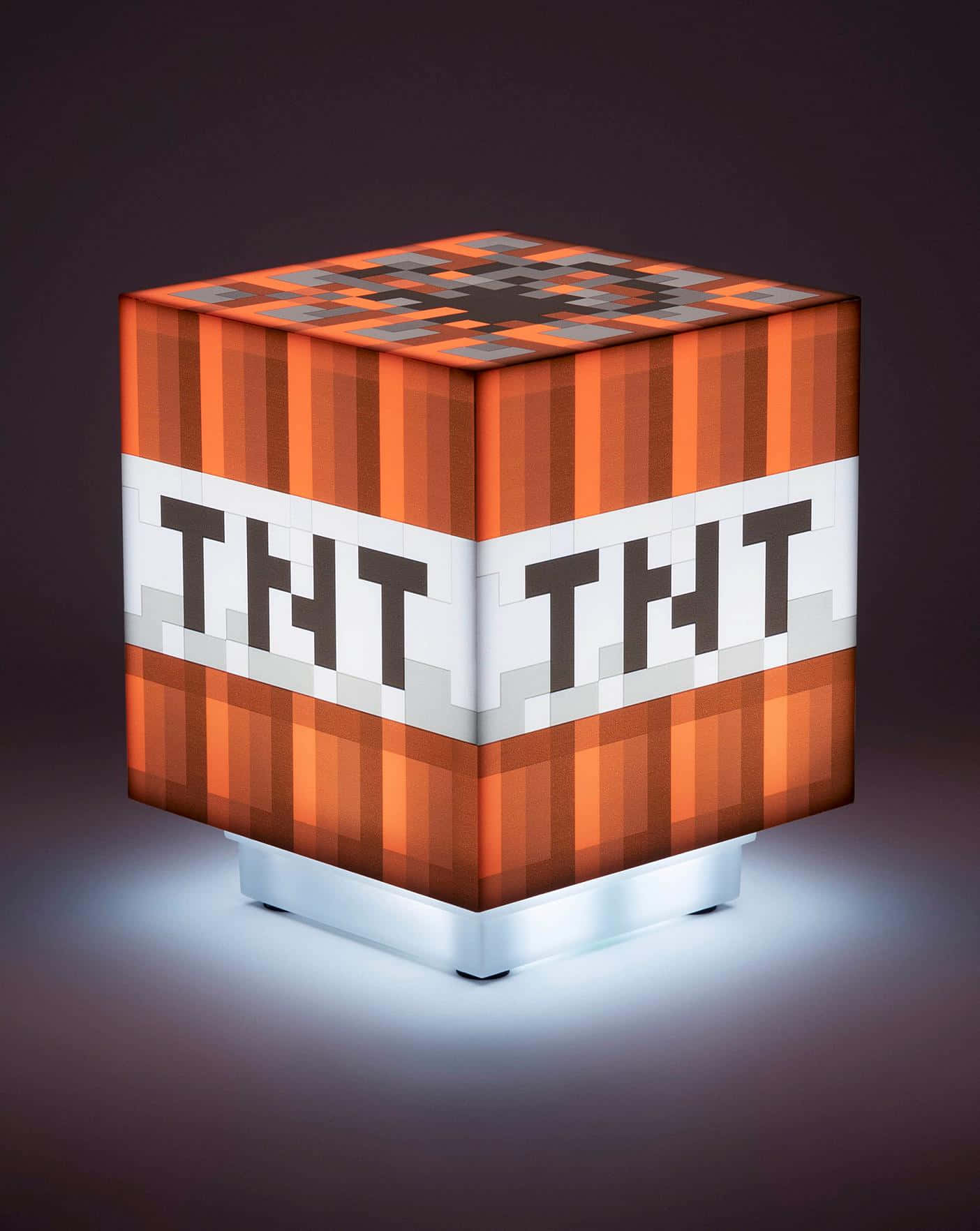 發光的Minecraft TNT方塊燈，採用像素藝術設計。