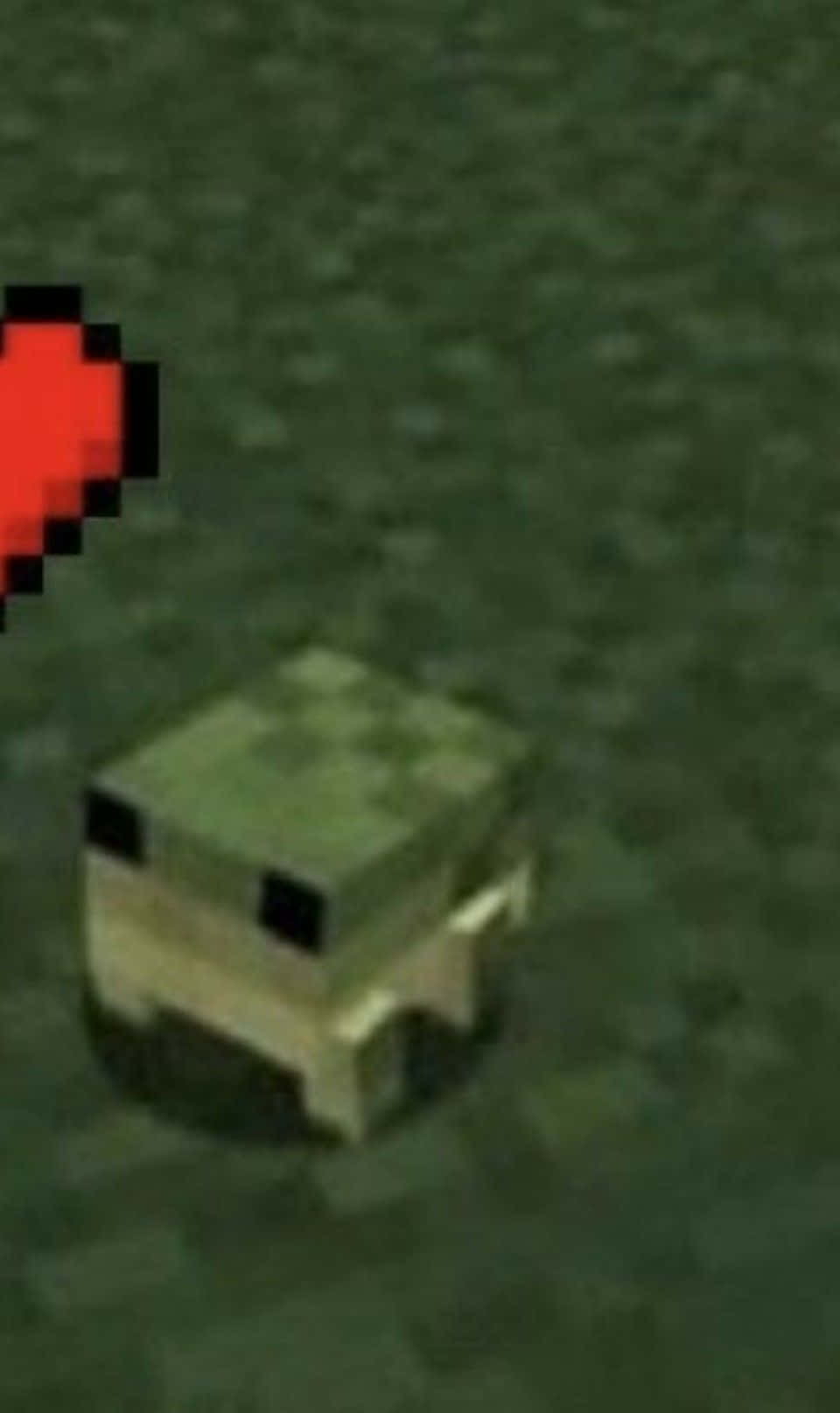 Minecraft風格遊戲環境中的像素青蛙與紅心
