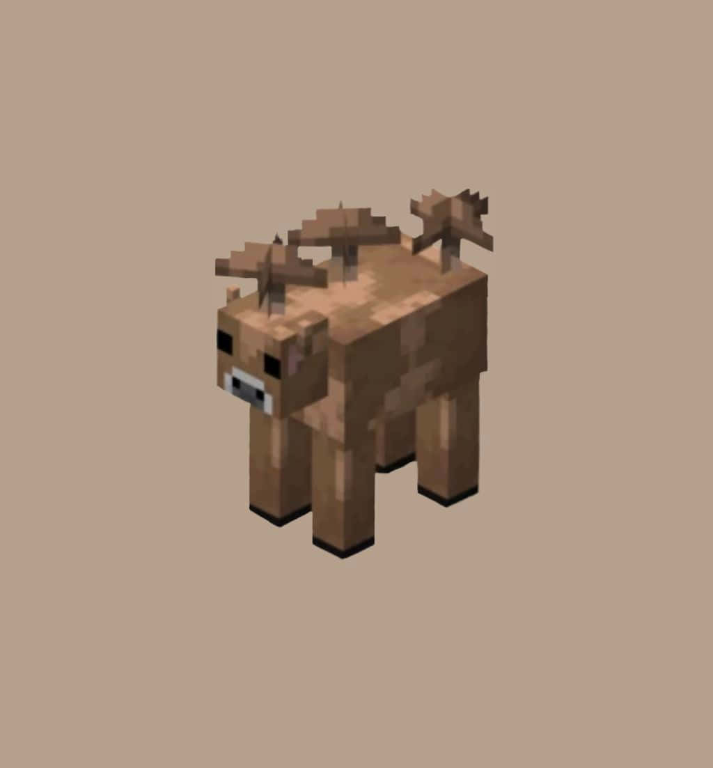 像素化駝鹿，Minecraft方塊風格，米色背景