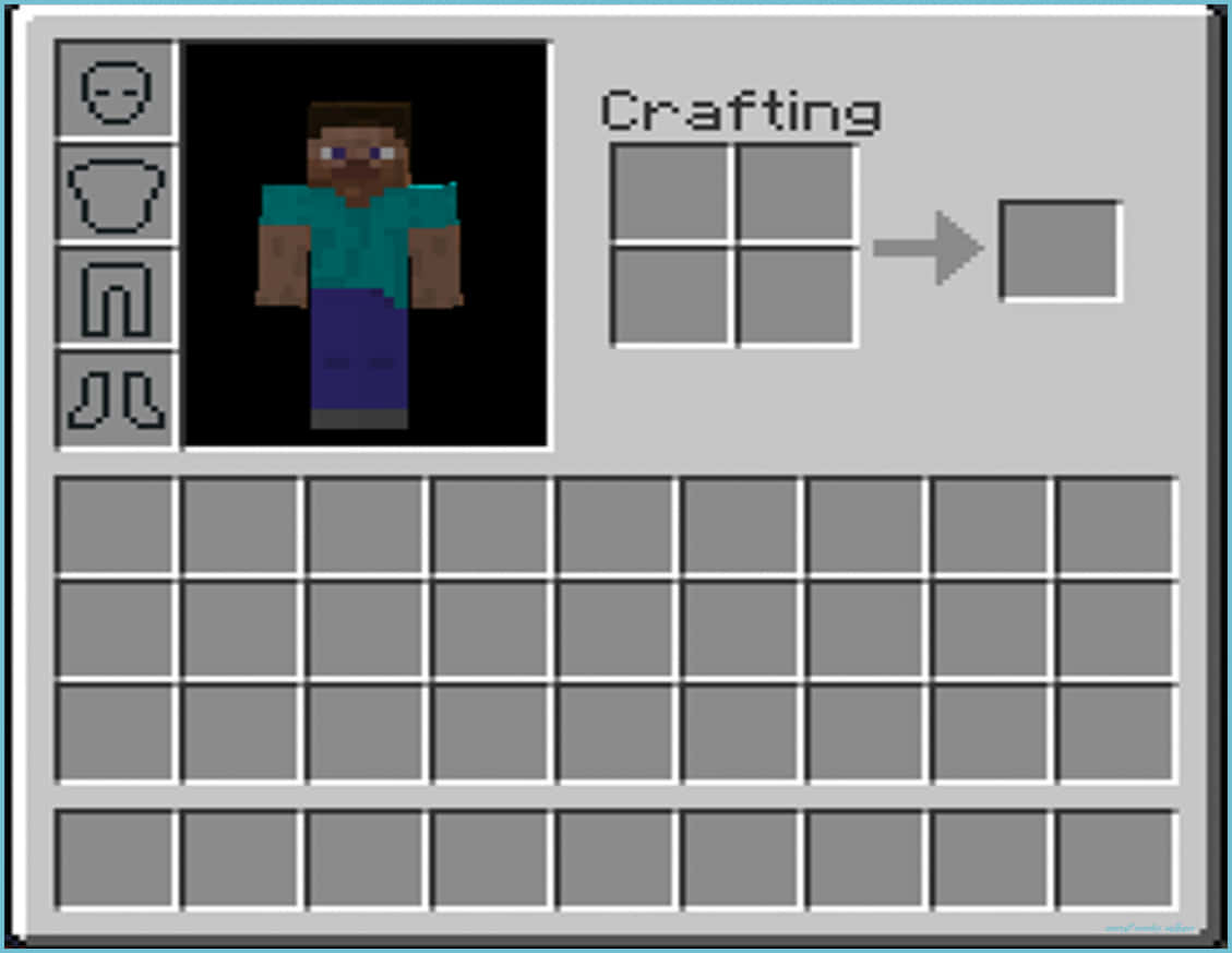Minecraft角色自訂介面，包含合成和物品欄網格。 — 我的世界 壁紙