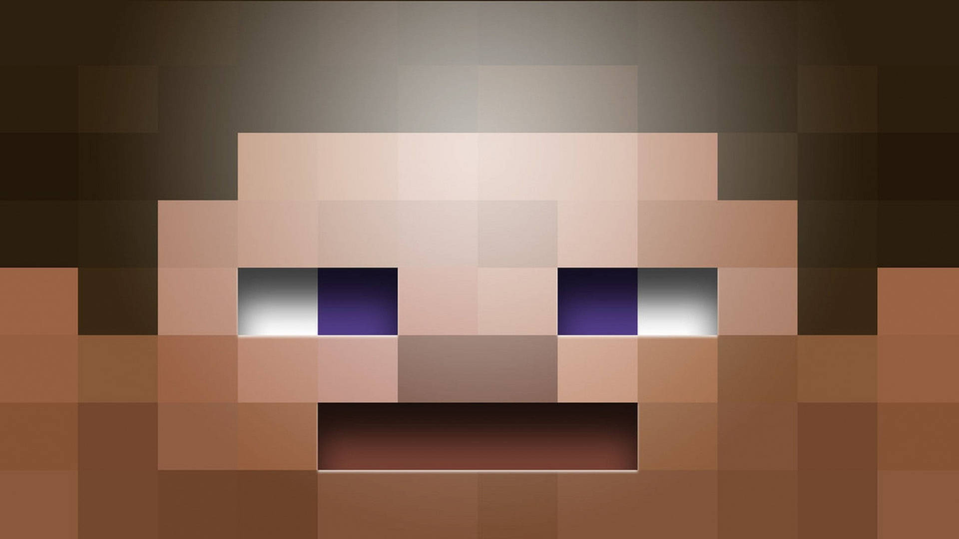 像素化Minecraft面孔，帶有發光眼睛和張開的嘴。