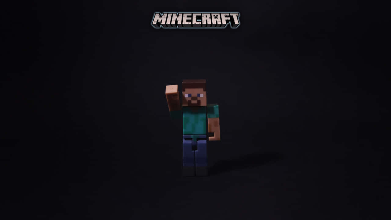 深色背景上的像素方塊風格Minecraft Steve角色