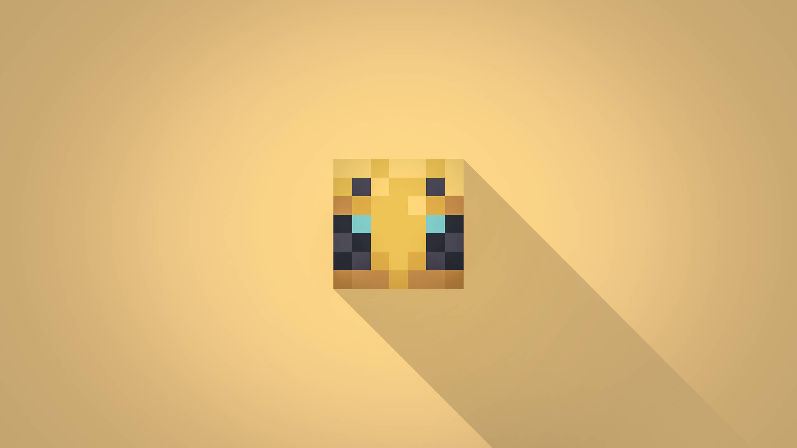 我的世界蜜蜂頭部 壁紙 — 一個像素化的Minecraft雞頭在溫暖的米色漸變背景上投下長長的陰影。