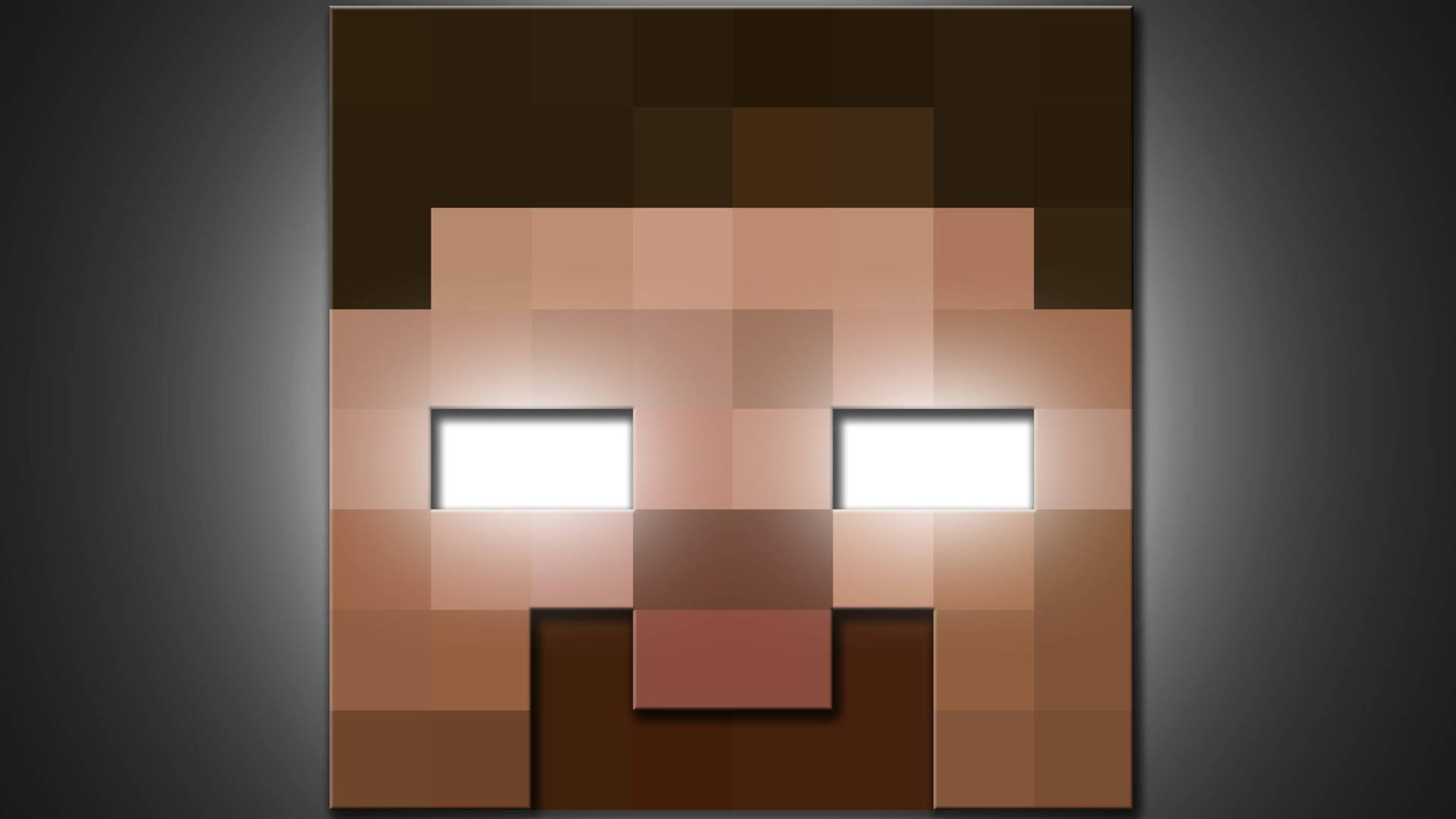 像素化Minecraft角色面孔，在深色背景上有一雙發光的眼睛
