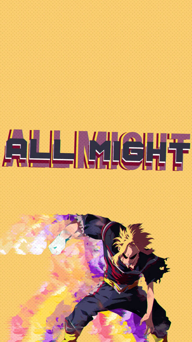 動漫角色 All Might 以英雄姿勢展現多彩能量爆發。