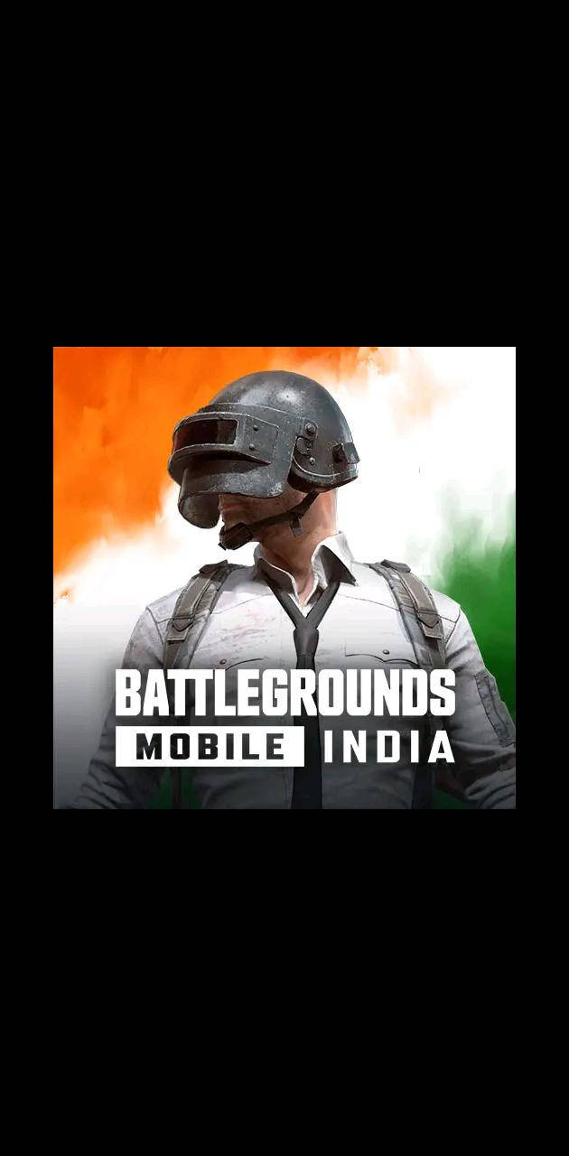 戴頭盔的士兵，遊戲標題 Battlegrounds Mobile India 以印度國旗顏色顯示。