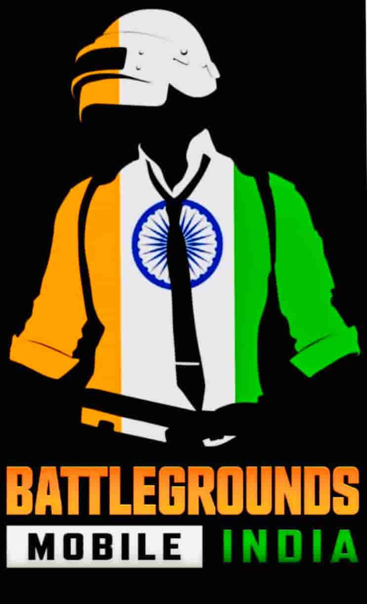 PUBG Mobile India標誌，帶有印度國旗顏色的玩家剪影。