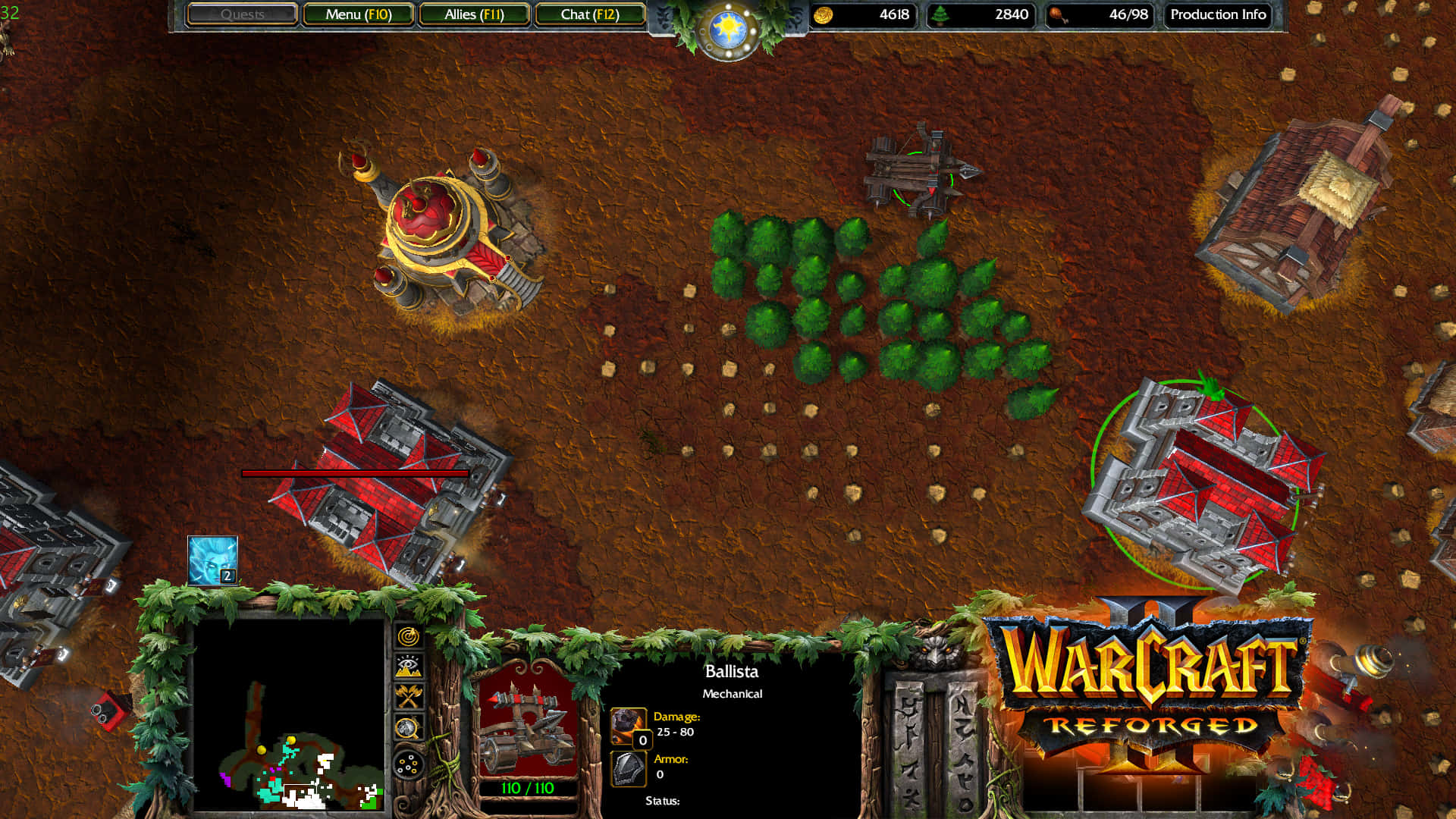 Warcraft Reforged策略遊戲基地，包含建築和界面