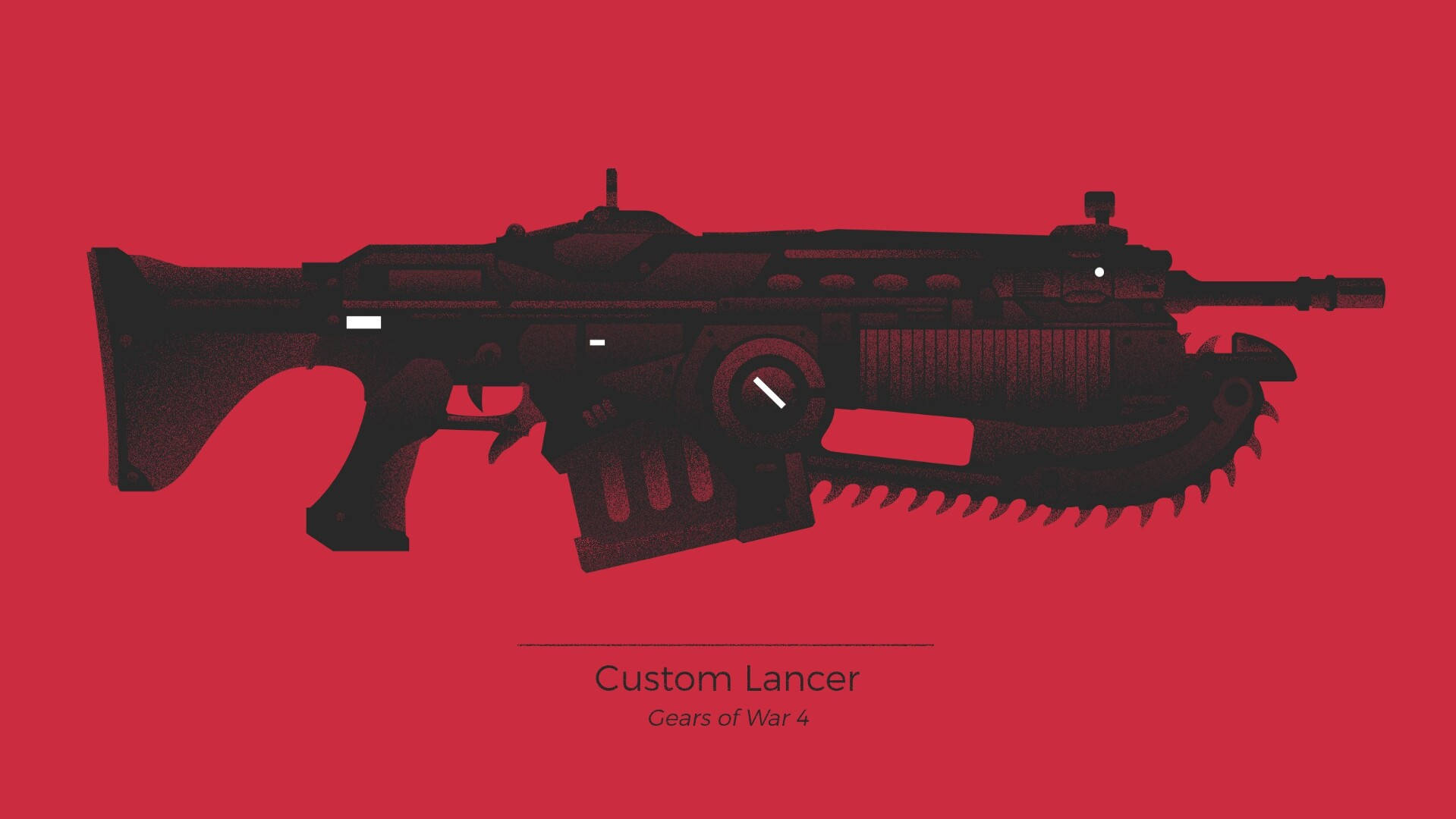 紅色背景上的《戰爭機器4》Custom Lancer武器