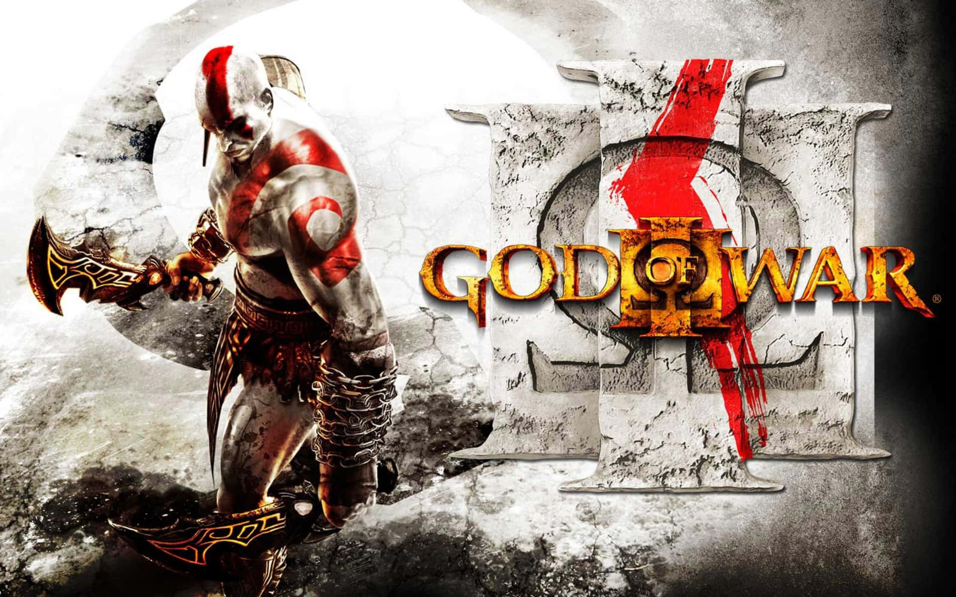 來自《God of War III》的Kratos以戰鬥姿態手持斧頭。