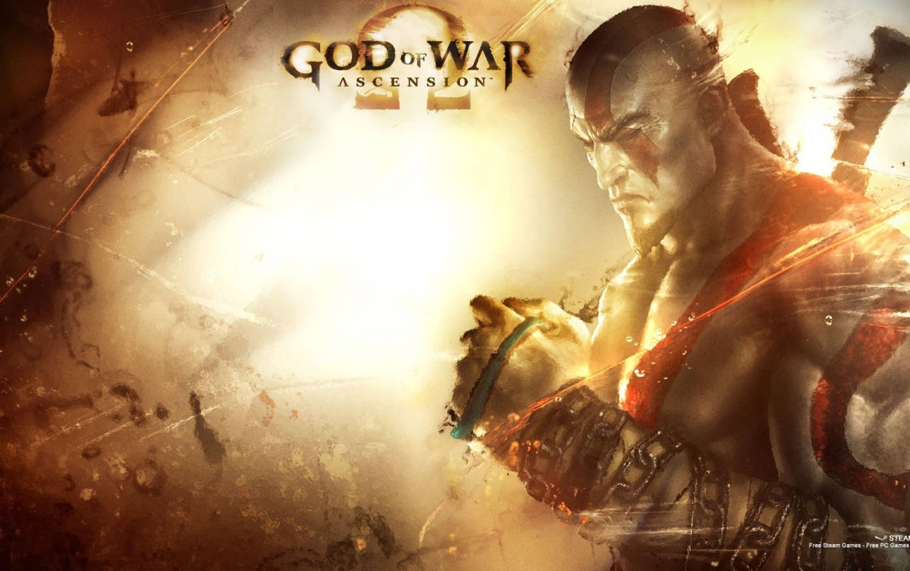 God of War Ascension 戰士在熾熱場景中手持發光武器