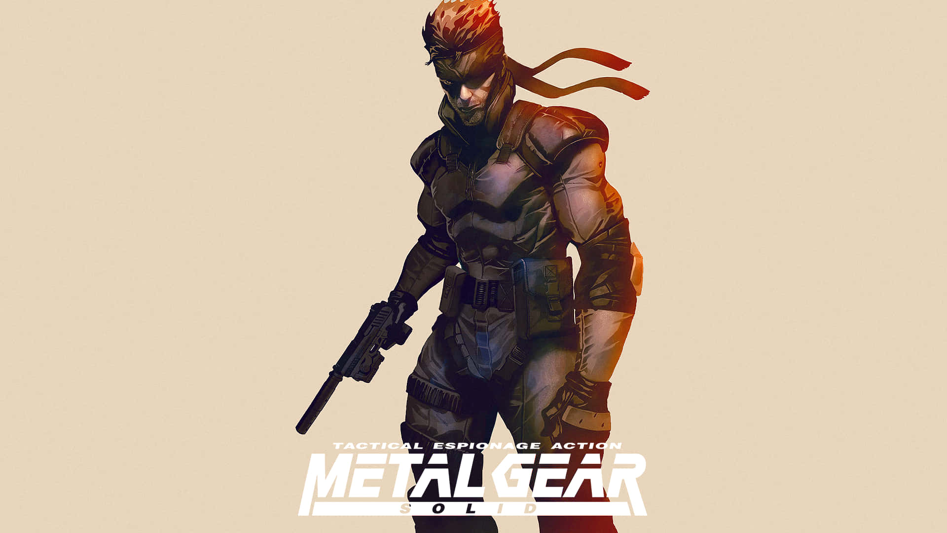 Metal Gear Solid 士兵身穿戰鬥裝備手持手槍。