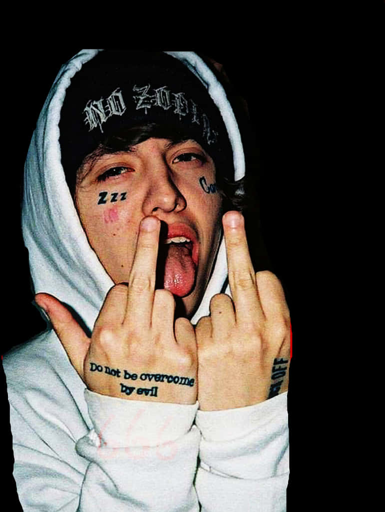 Lil Xan 中指動作，高清 PNG 下載