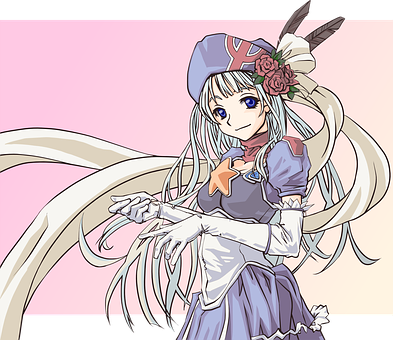 戴帽子的優雅動漫女孩 壁紙