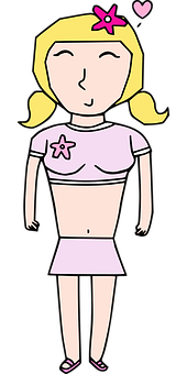 戴星星飾品的可愛卡通女孩 壁紙
