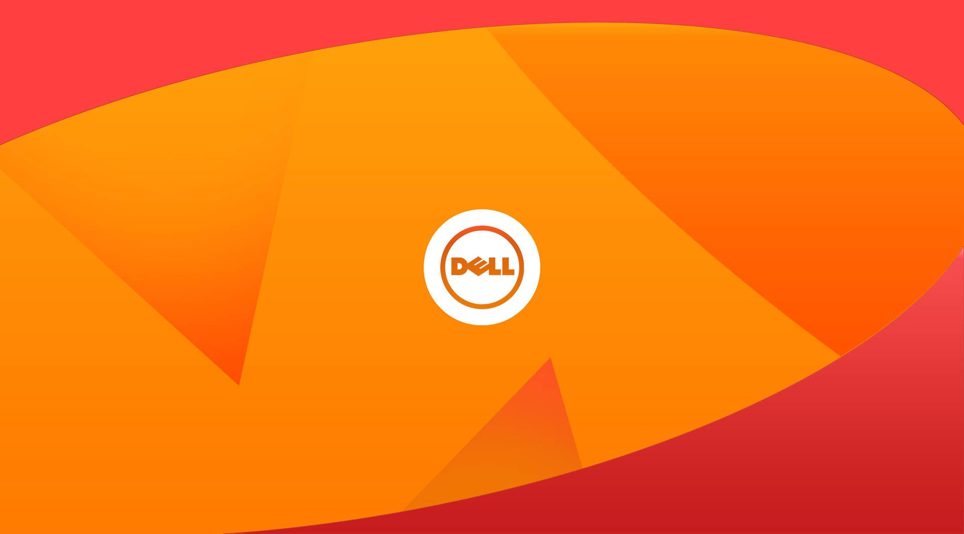 Dell 標誌在橙色和紅色抽象背景上