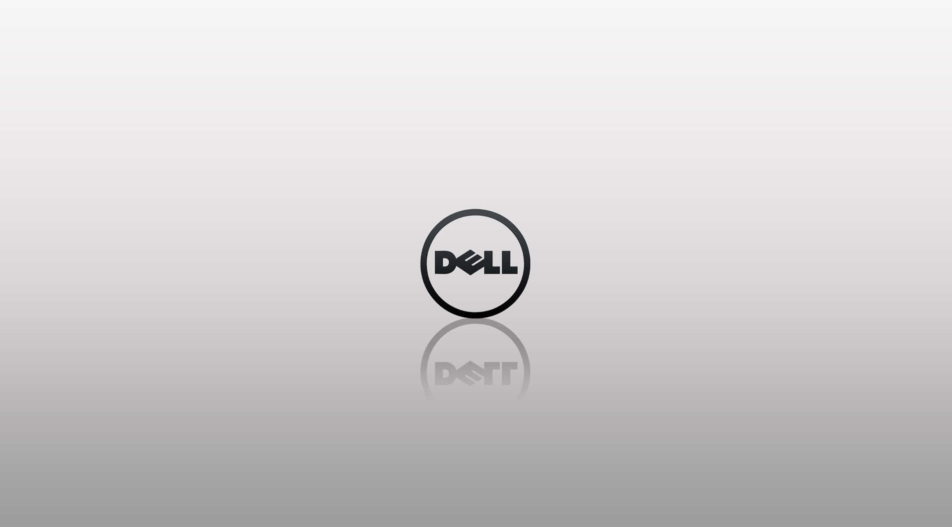 Dell標誌在漸變灰色背景上帶倒影