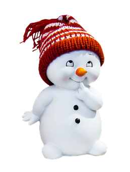 戴編織帽的沉思雪人
