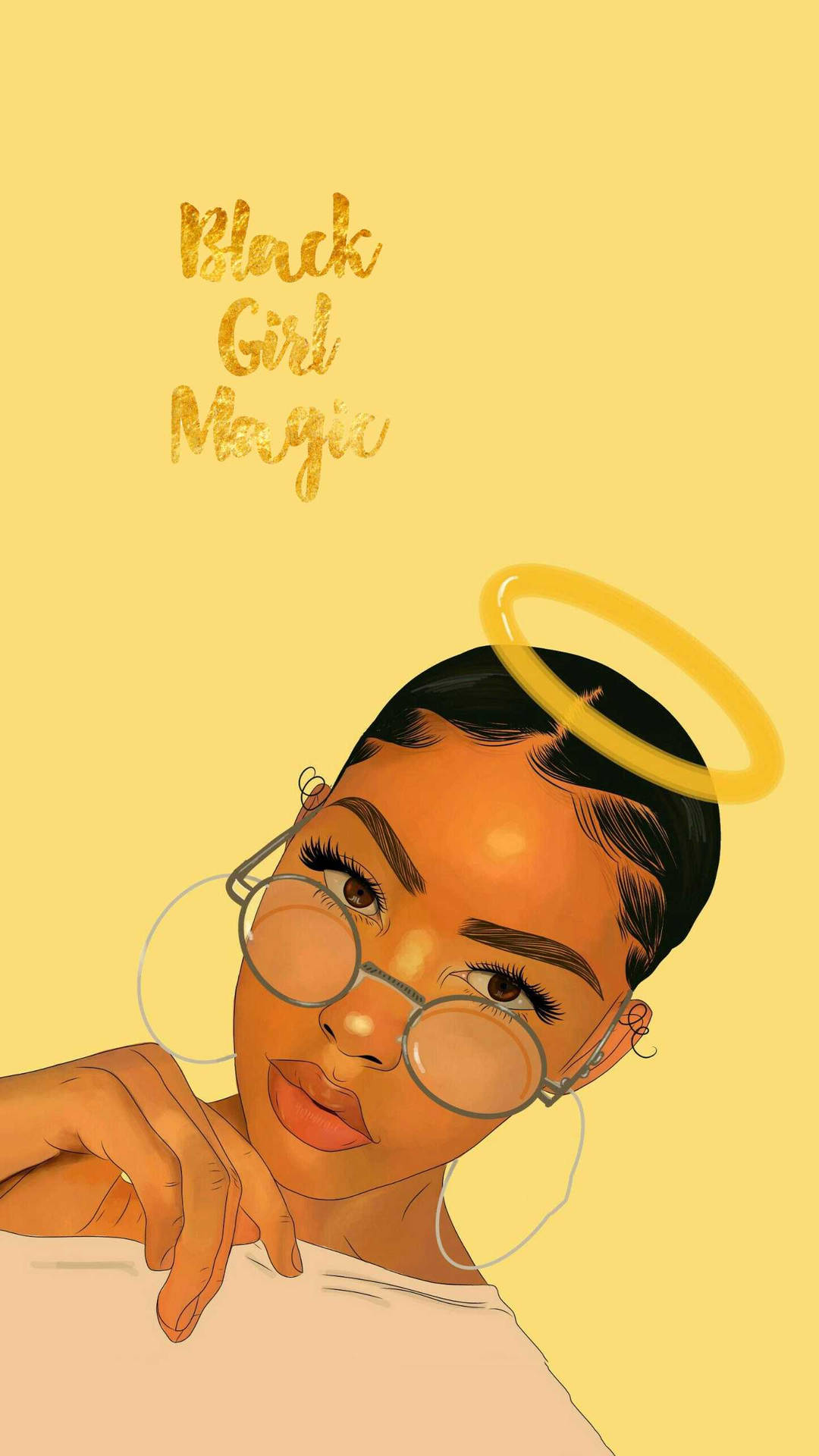 一位戴眼鏡和光環的黑人女性，文字為Black Girl Magic。