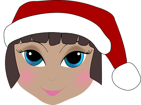 戴聖誕帽動漫少女 壁紙