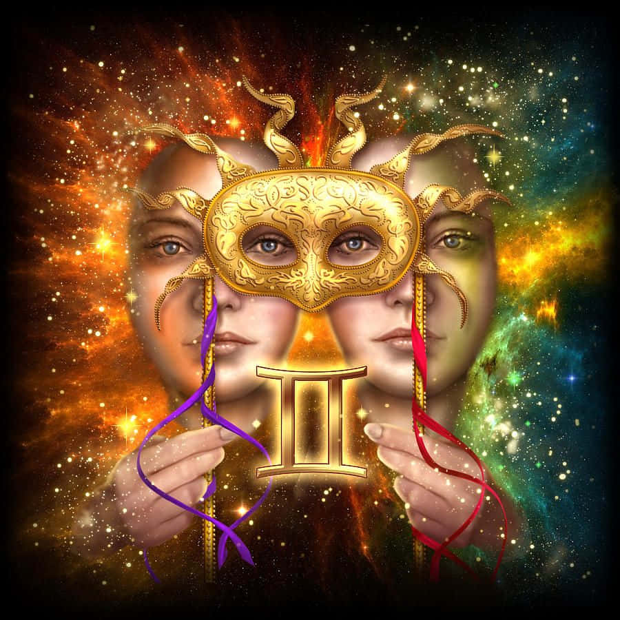 戴著面具的女子，背景有星星 壁紙