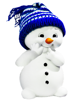 戴藍帽的開心雪人擺設