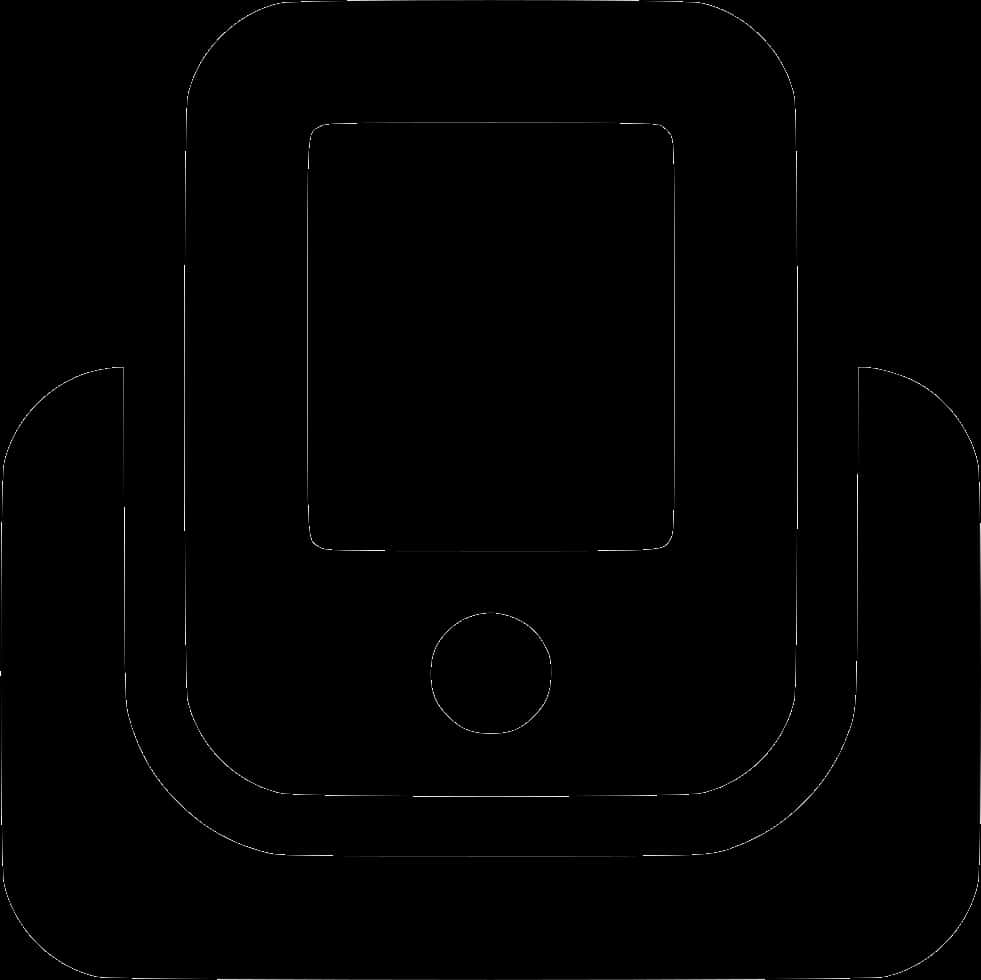 手機圖示輪廓 壁紙 — 黑色背景上 iPod classic 的極簡白色線條輪廓。