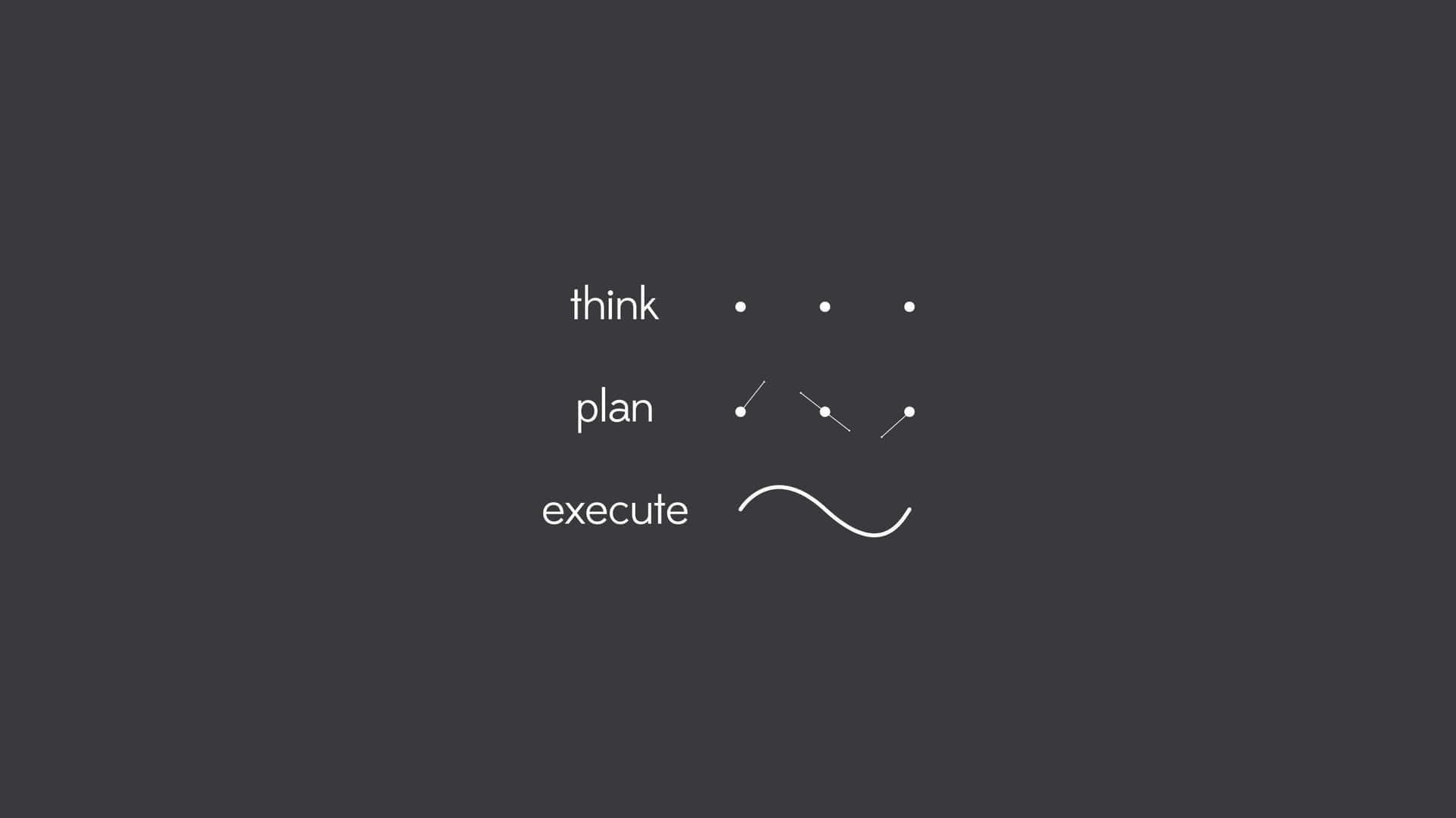 文字標籤 think plan execute 搭配抽象線條顯示進程。