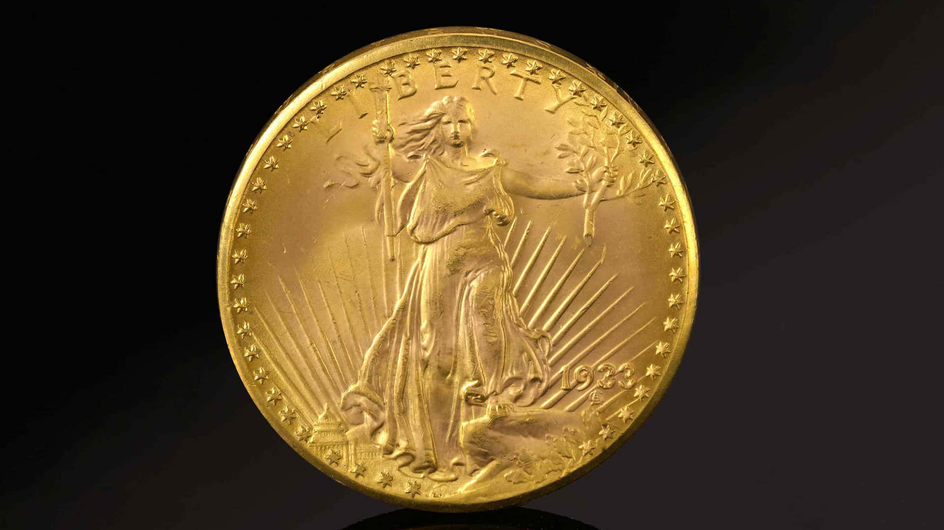 1923年金鷹硬幣特寫，自由女神手持橄欖枝和火炬。
