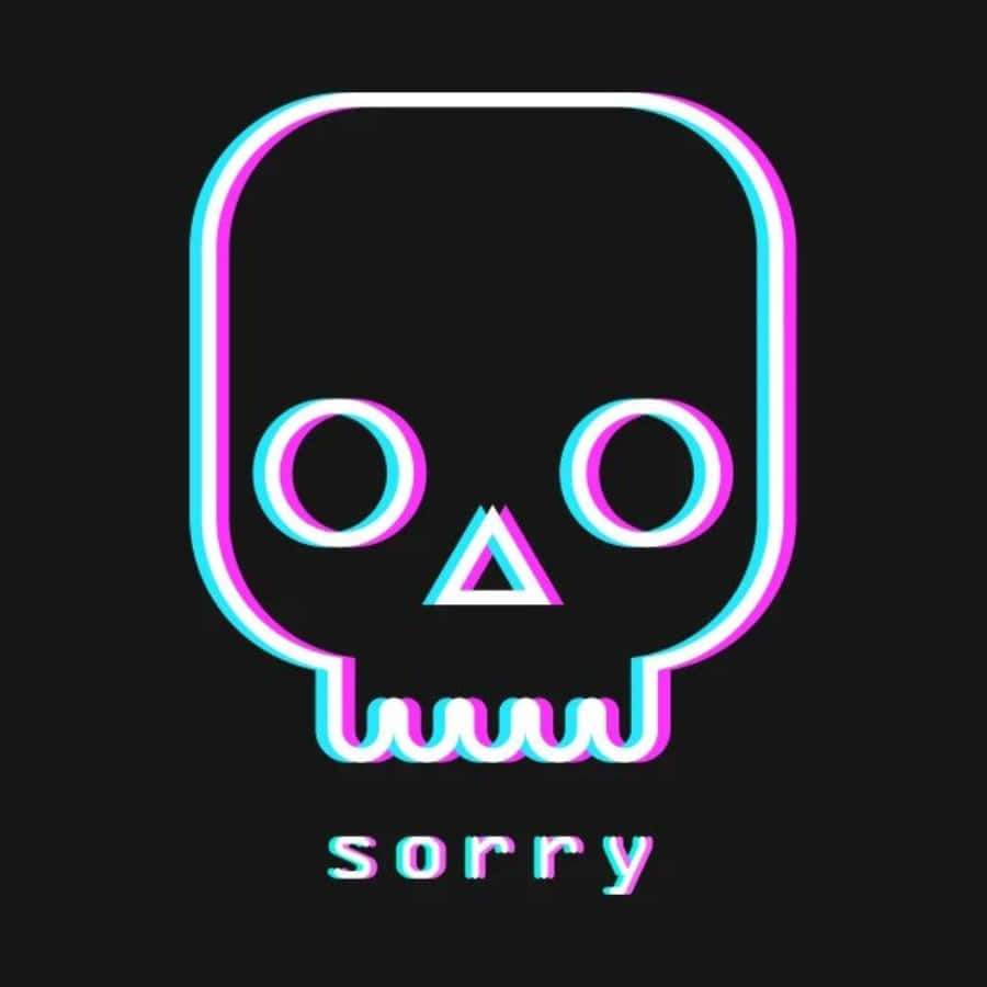 霓虹輪廓骷髏頭，下方黑色背景上有'sorry'文字。