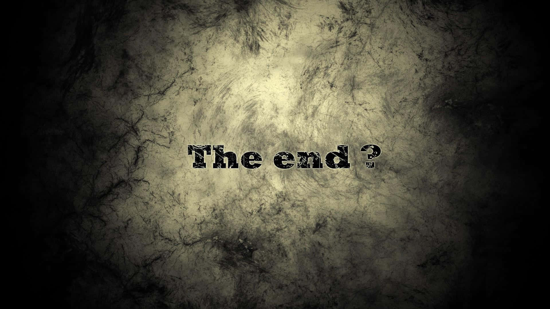 在聚光燈下的裂縫牆上，文字問「The end?」。