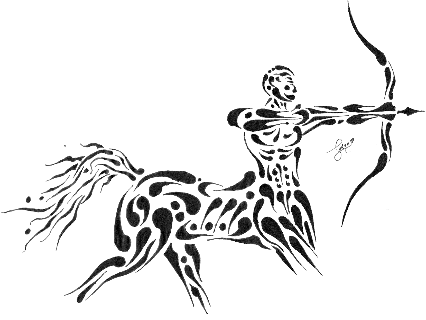 抽象人馬座弓箭手插畫 壁紙