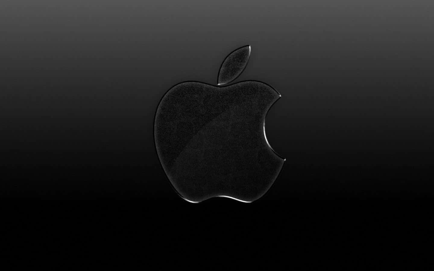 黑色Apple標誌帶咬痕在深色漸變背景上