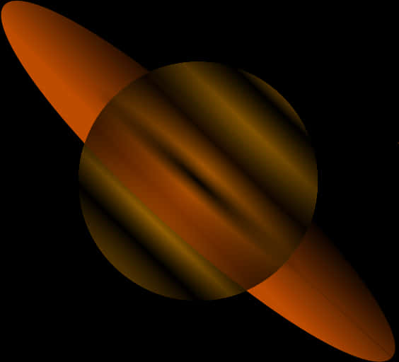 抽象土星插圖 壁紙 — 一個風格化的行星，帶有發光的橙色環和條紋金色表面，背景是黑色虛空。