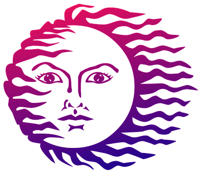 抽象太陽面孔插畫 壁紙