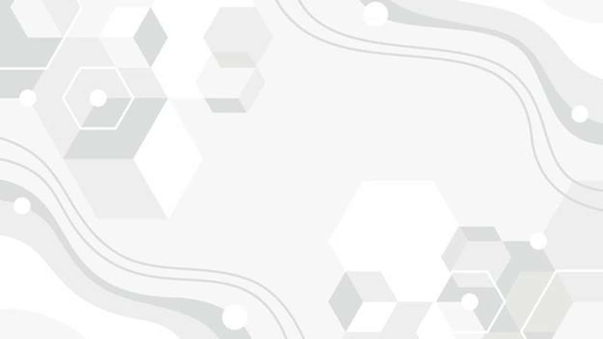 White HD 桌布 壁紙 — 抽象幾何圖案牆紙，帶有浮動六邊形和流動線條，採用柔和灰階色調。
